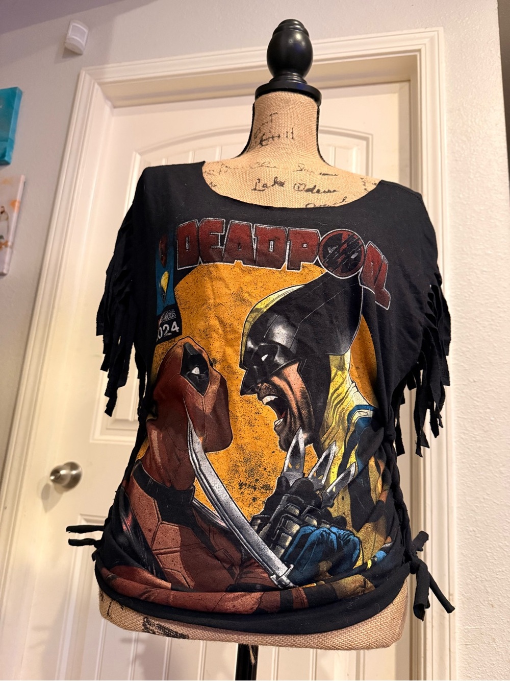 Deadpool x Wolverine Graphic Fringe Tee - Black